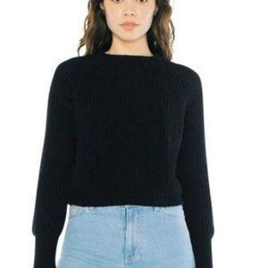 NWOT American apparel gildan crop cropped fisherman sweater black medium